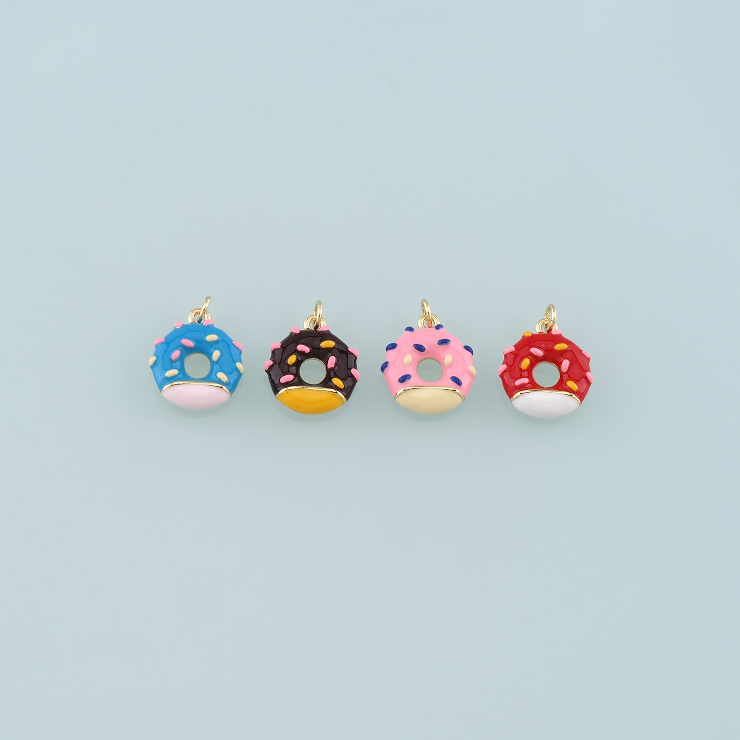 Gold Dessert Charm,18K Gold Filled Donut Pendant,Enamel Donut Charm Bracelet Necklace for DIY Jewelry Making Supply