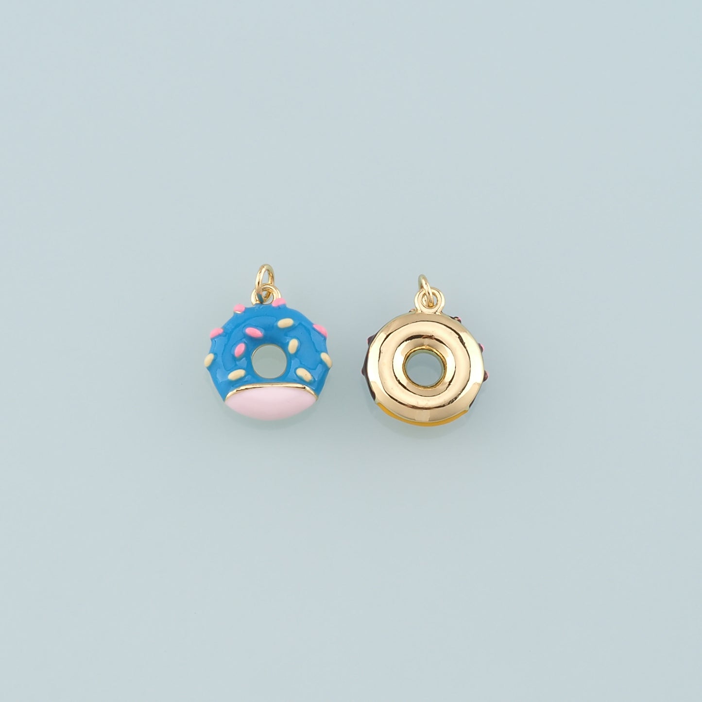Gold Dessert Charm,18K Gold Filled Donut Pendant,Enamel Donut Charm Bracelet Necklace for DIY Jewelry Making Supply