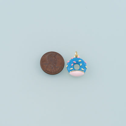 Gold Dessert Charm,18K Gold Filled Donut Pendant,Enamel Donut Charm Bracelet Necklace for DIY Jewelry Making Supply