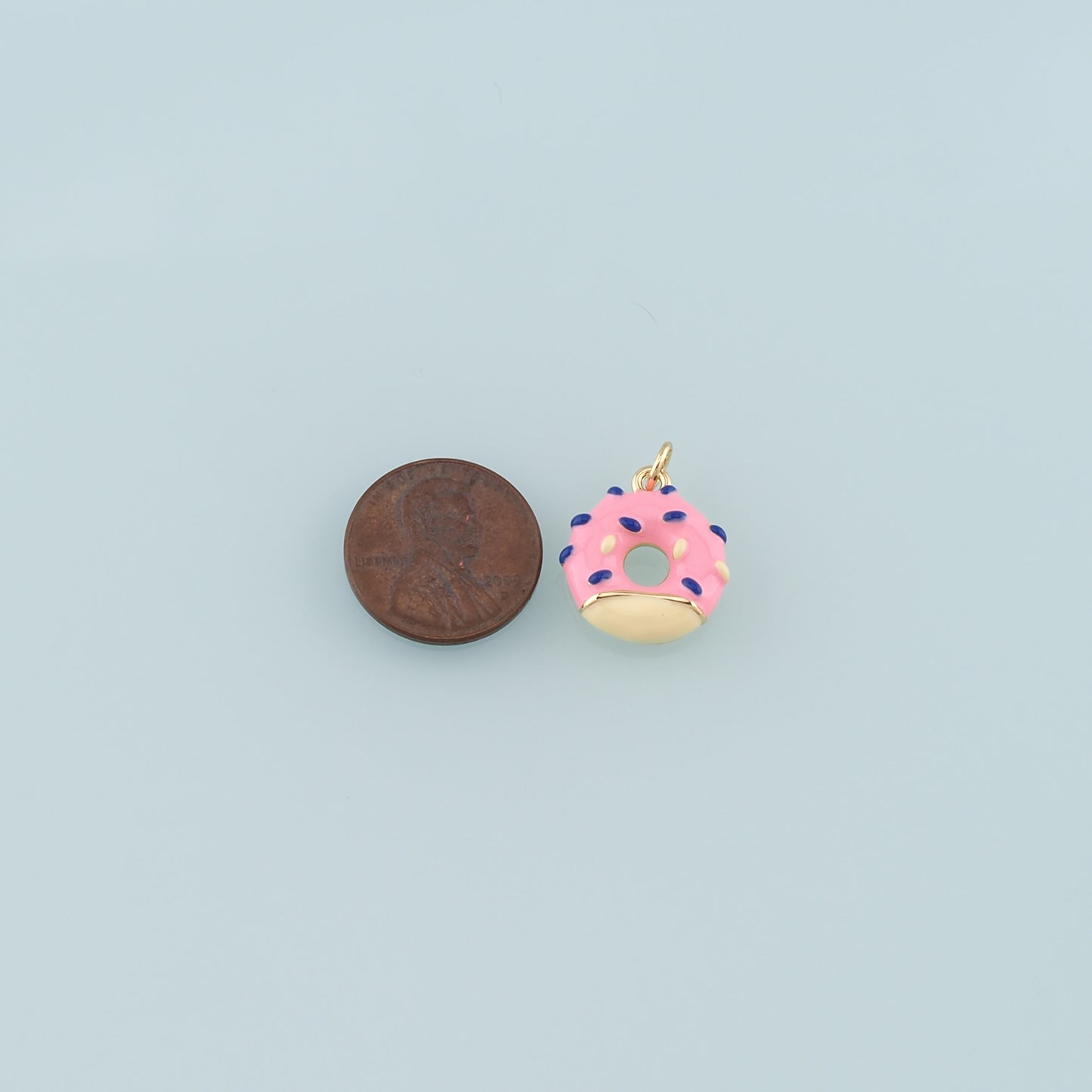 Gold Dessert Charm,18K Gold Filled Donut Pendant,Enamel Donut Charm Bracelet Necklace for DIY Jewelry Making Supply