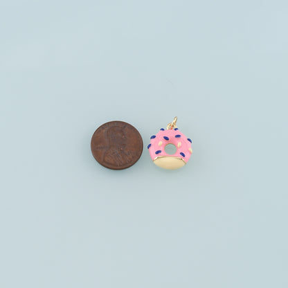 Gold Dessert Charm,18K Gold Filled Donut Pendant,Enamel Donut Charm Bracelet Necklace for DIY Jewelry Making Supply