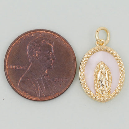 Gold Our Lady of Guadalupe Charms,18K Gold Filled virgin mary Pendant Charm Bracelet Necklace for DIY Jewelry Making Supply