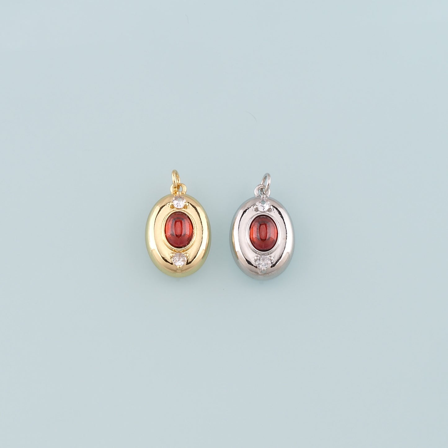 Gold Oval Charm,18K Gold Filled Oval Pendant Bracelet Necklace for DIY Jewelry Making Supply