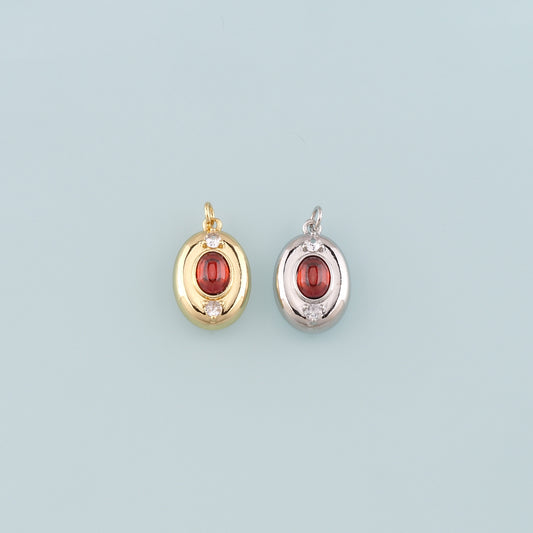 Gold Oval Charm,18K Gold Filled Oval Pendant Bracelet Necklace for DIY Jewelry Making Supply