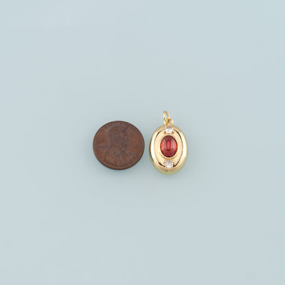 Gold Oval Charm,18K Gold Filled Oval Pendant Bracelet Necklace for DIY Jewelry Making Supply