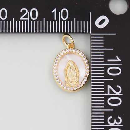 Gold Our Lady of Guadalupe Charms,18K Gold Filled virgin mary Pendant Charm Bracelet Necklace for DIY Jewelry Making Supply