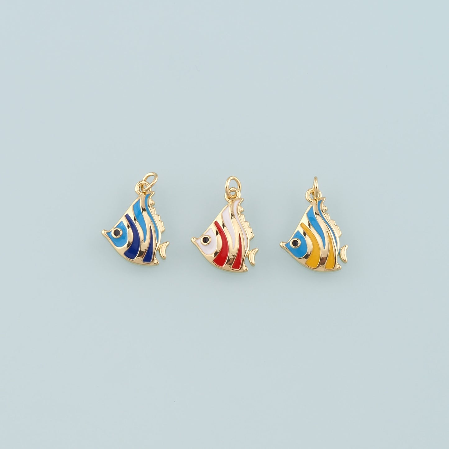 Gold Fish Charms,18K Gold Filled Fish Pendant,Enamel Ocean Charm Bracelet Necklace for DIY Jewelry Making Supply