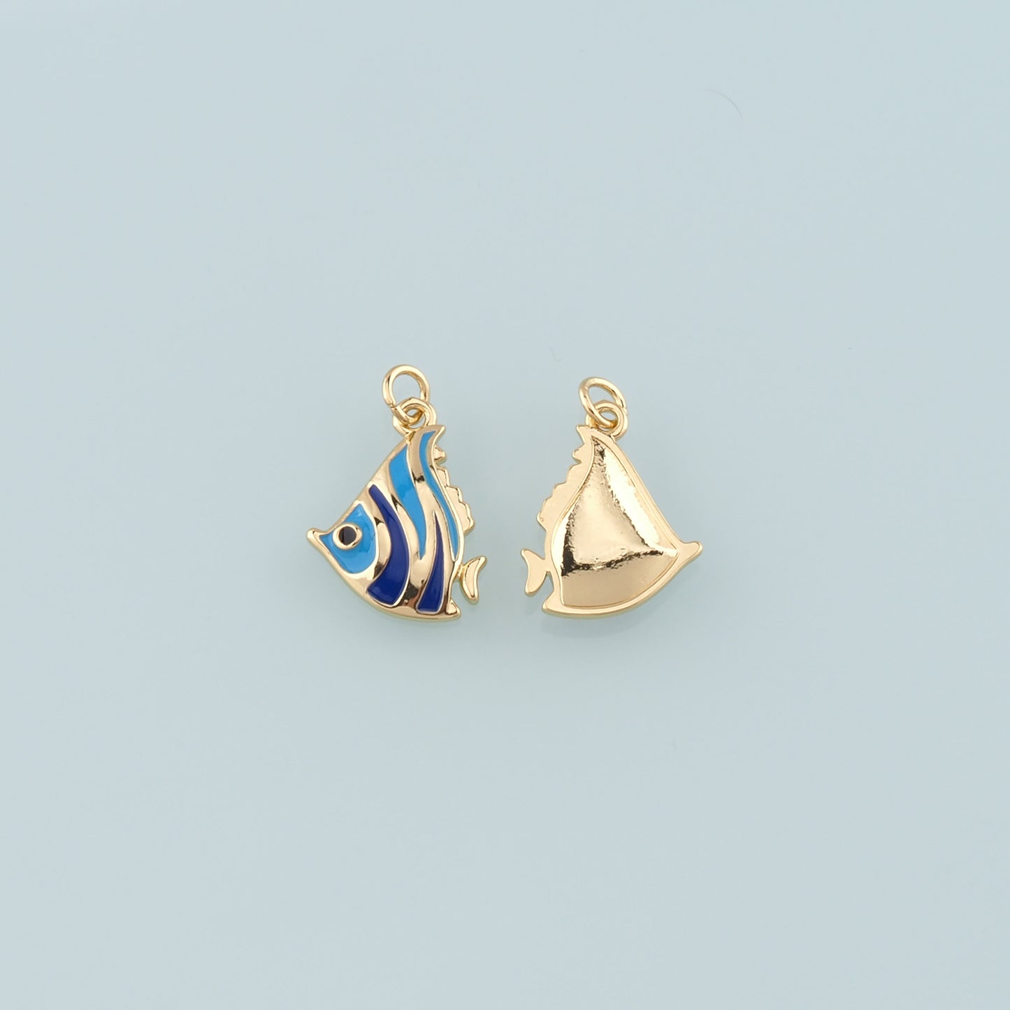 Gold Fish Charms,18K Gold Filled Fish Pendant,Enamel Ocean Charm Bracelet Necklace for DIY Jewelry Making Supply