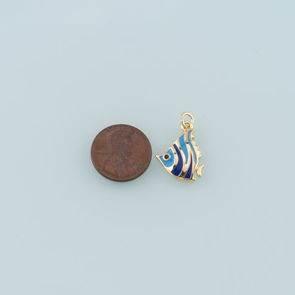 Gold Fish Charms,18K Gold Filled Fish Pendant,Enamel Ocean Charm Bracelet Necklace for DIY Jewelry Making Supply