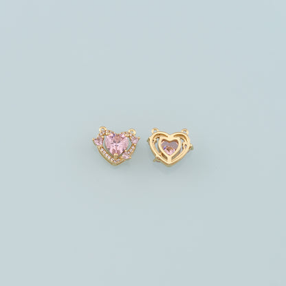 Gold Heart Connector,18K Gold Filled Heart Pendant,CZ Micro Pave Heart Charm Bracelet Necklace for DIY Jewelry Making Supply