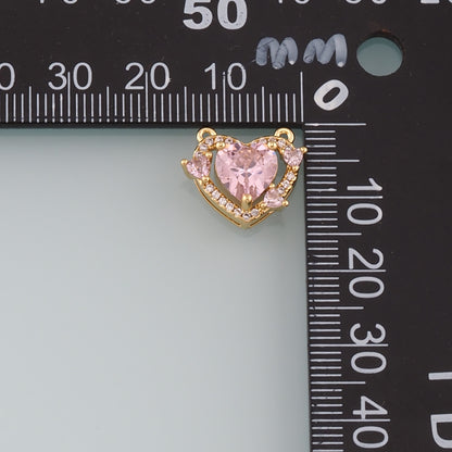 Gold Heart Connector,18K Gold Filled Heart Pendant,CZ Micro Pave Heart Charm Bracelet Necklace for DIY Jewelry Making Supply