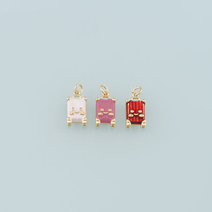 Gold Travel Charms,18K Gold Filled Suitcase Pendant,Enamel Suitcase Charm Bracelet Necklace for DIY Jewelry Making Supply