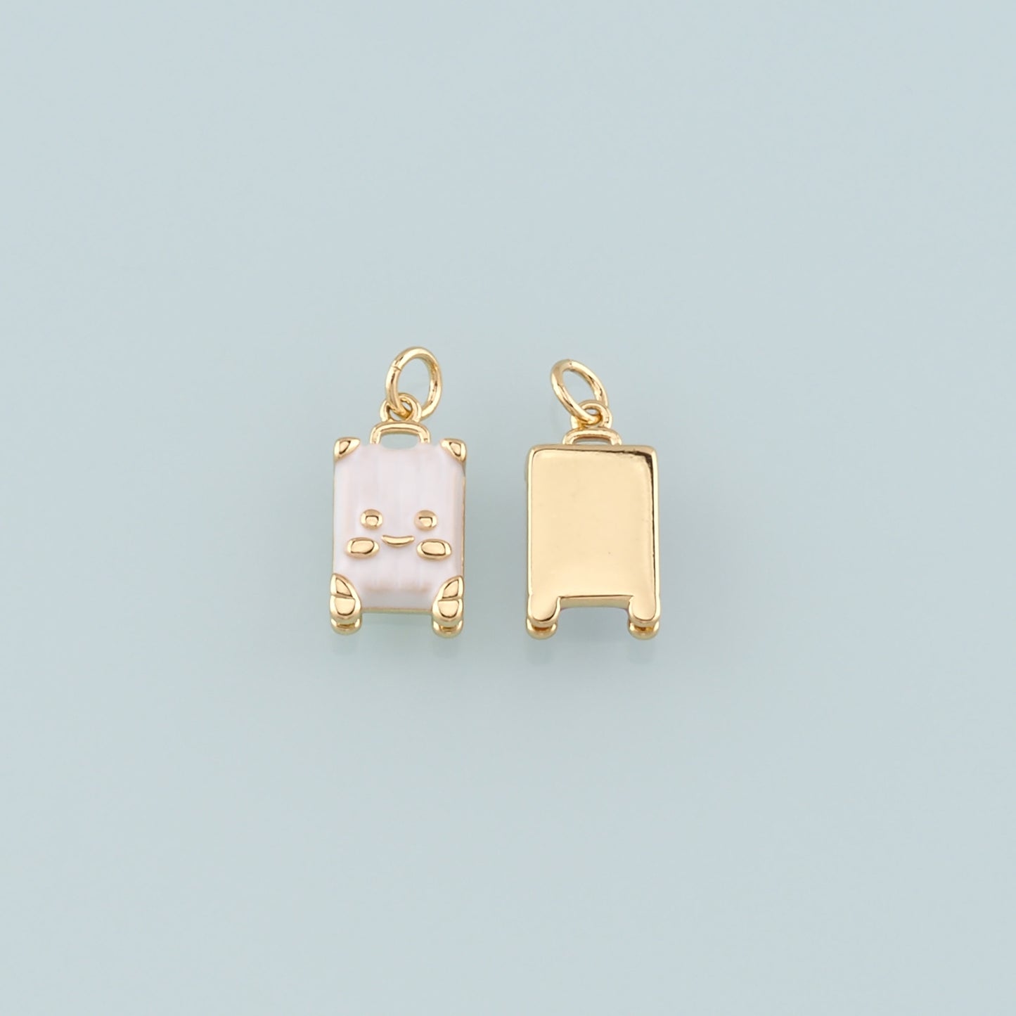 Gold Travel Charms,18K Gold Filled Suitcase Pendant,Enamel Suitcase Charm Bracelet Necklace for DIY Jewelry Making Supply