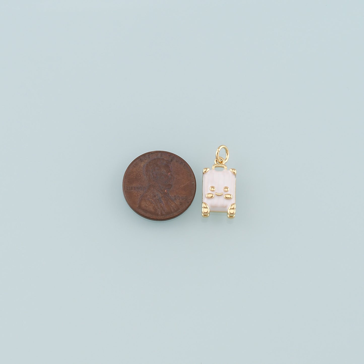 Gold Travel Charms,18K Gold Filled Suitcase Pendant,Enamel Suitcase Charm Bracelet Necklace for DIY Jewelry Making Supply