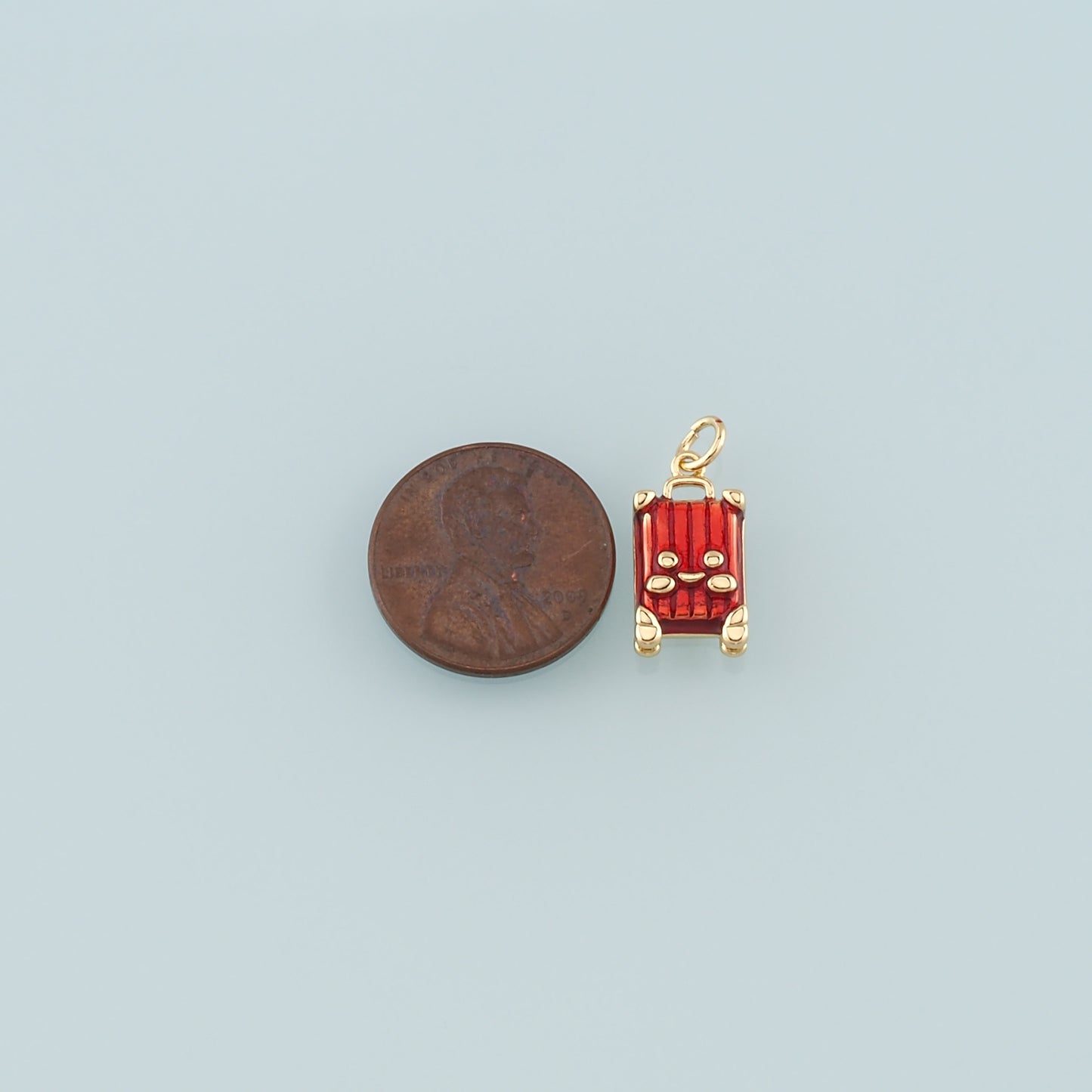 Gold Travel Charms,18K Gold Filled Suitcase Pendant,Enamel Suitcase Charm Bracelet Necklace for DIY Jewelry Making Supply