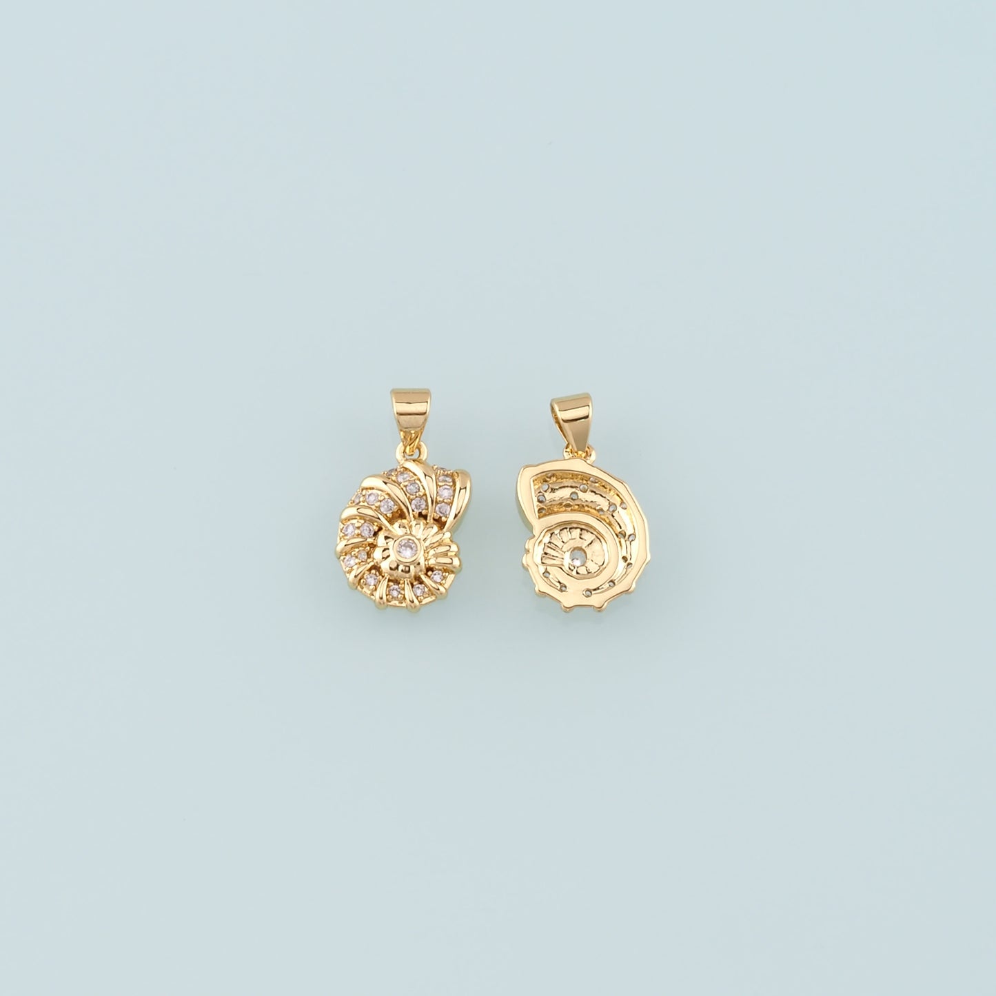 Gold Shell Charms,18K Gold Filled Conch Pendant,CZ Micro Pave Conch Shell Charm Bracelet Necklace for DIY Jewelry Making Supply