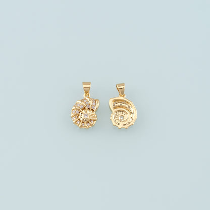 Gold Shell Charms,18K Gold Filled Conch Pendant,CZ Micro Pave Conch Shell Charm Bracelet Necklace for DIY Jewelry Making Supply