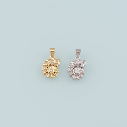 Gold Shell Charms,18K Gold Filled Conch Pendant,CZ Micro Pave Conch Shell Charm Bracelet Necklace for DIY Jewelry Making Supply
