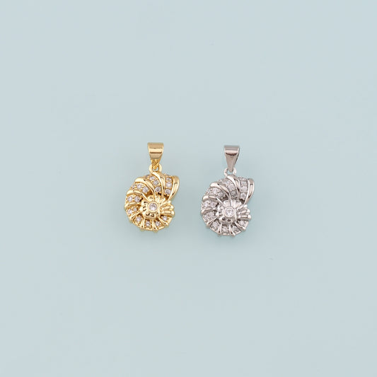 Gold Shell Charms,18K Gold Filled Conch Pendant,CZ Micro Pave Conch Shell Charm Bracelet Necklace for DIY Jewelry Making Supply