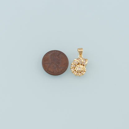 Gold Shell Charms,18K Gold Filled Conch Pendant,CZ Micro Pave Conch Shell Charm Bracelet Necklace for DIY Jewelry Making Supply