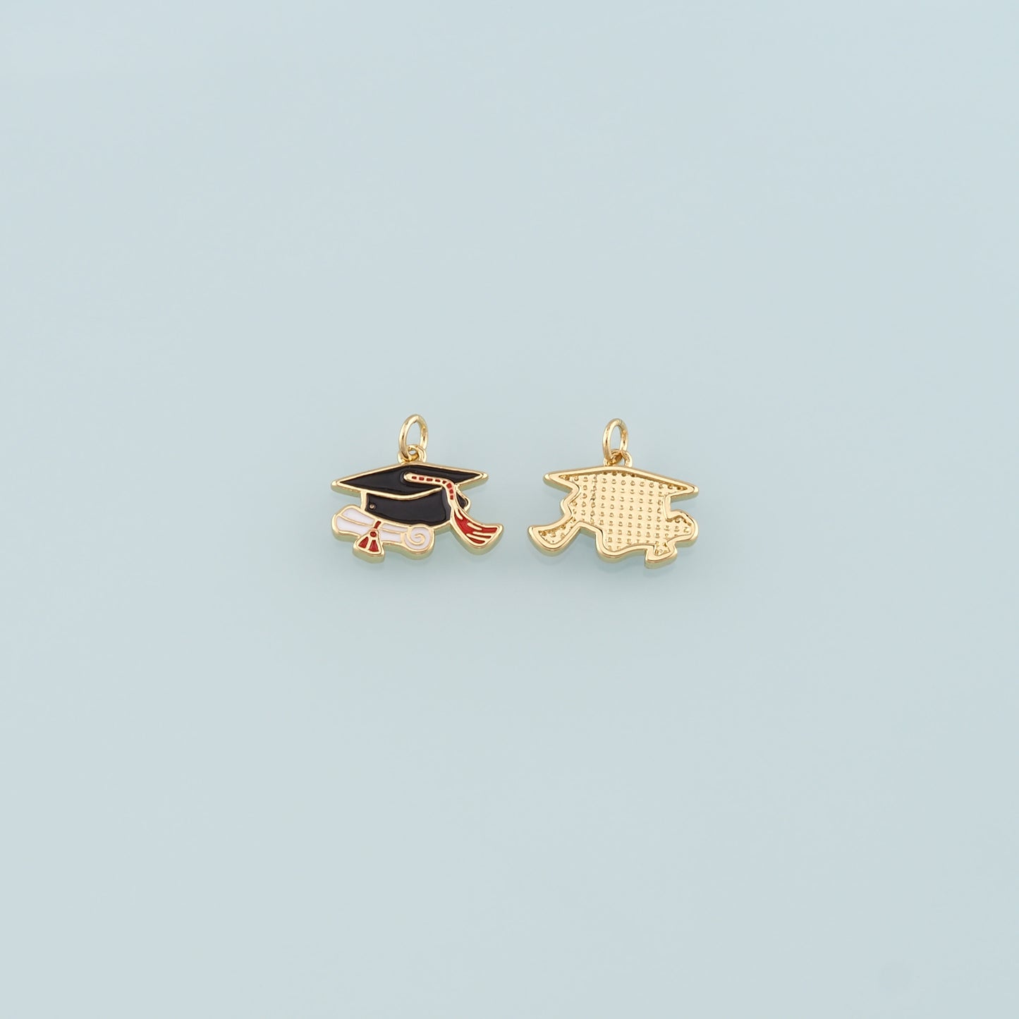 18K Gold Filled Bachelor Cap Pendant,Enamel Graduation Charm Bracelet Necklace for DIY Jewelry Making Supply