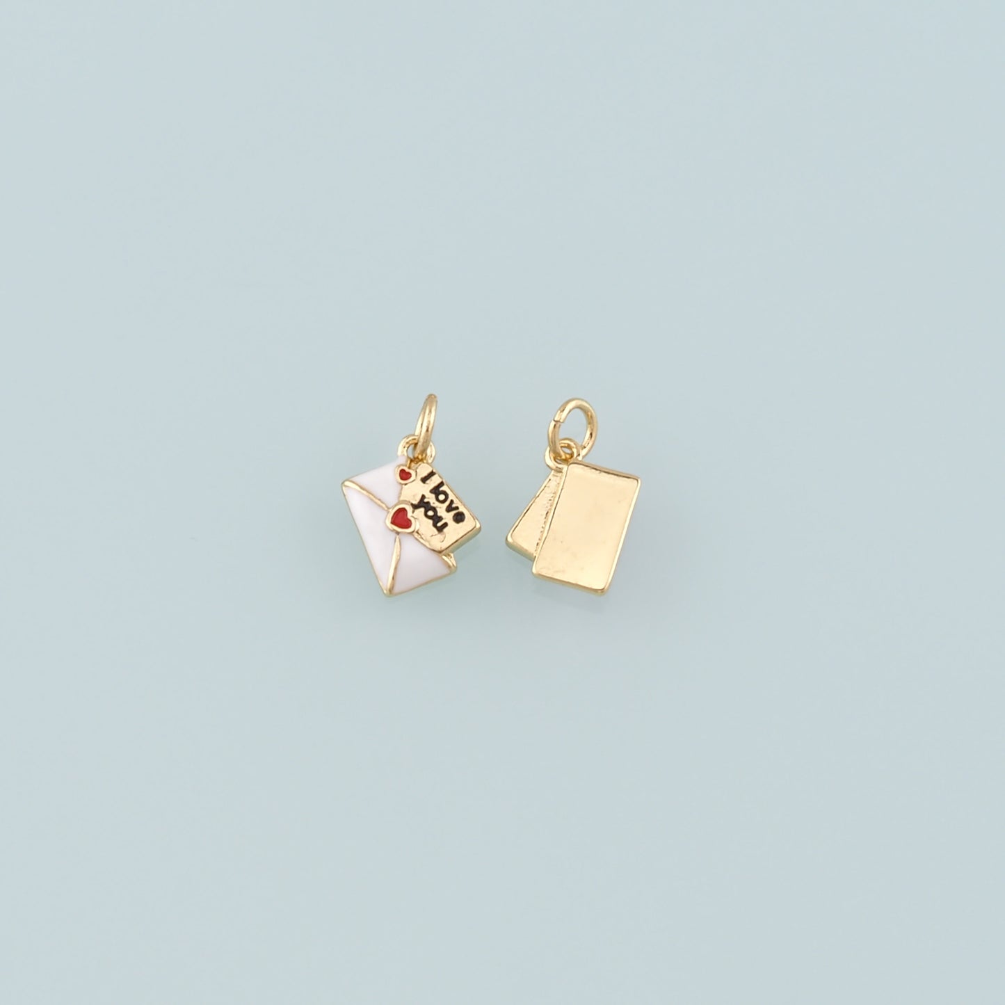 18K Gold Filled Love Letter Pendant,Enamel Heart Envelope Charm Bracelet Necklace for DIY Jewelry Making Supply