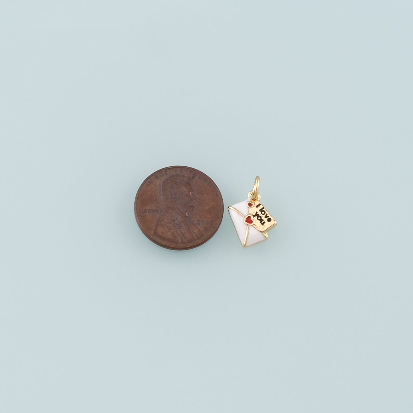 18K Gold Filled Love Letter Pendant,Enamel Heart Envelope Charm Bracelet Necklace for DIY Jewelry Making Supply