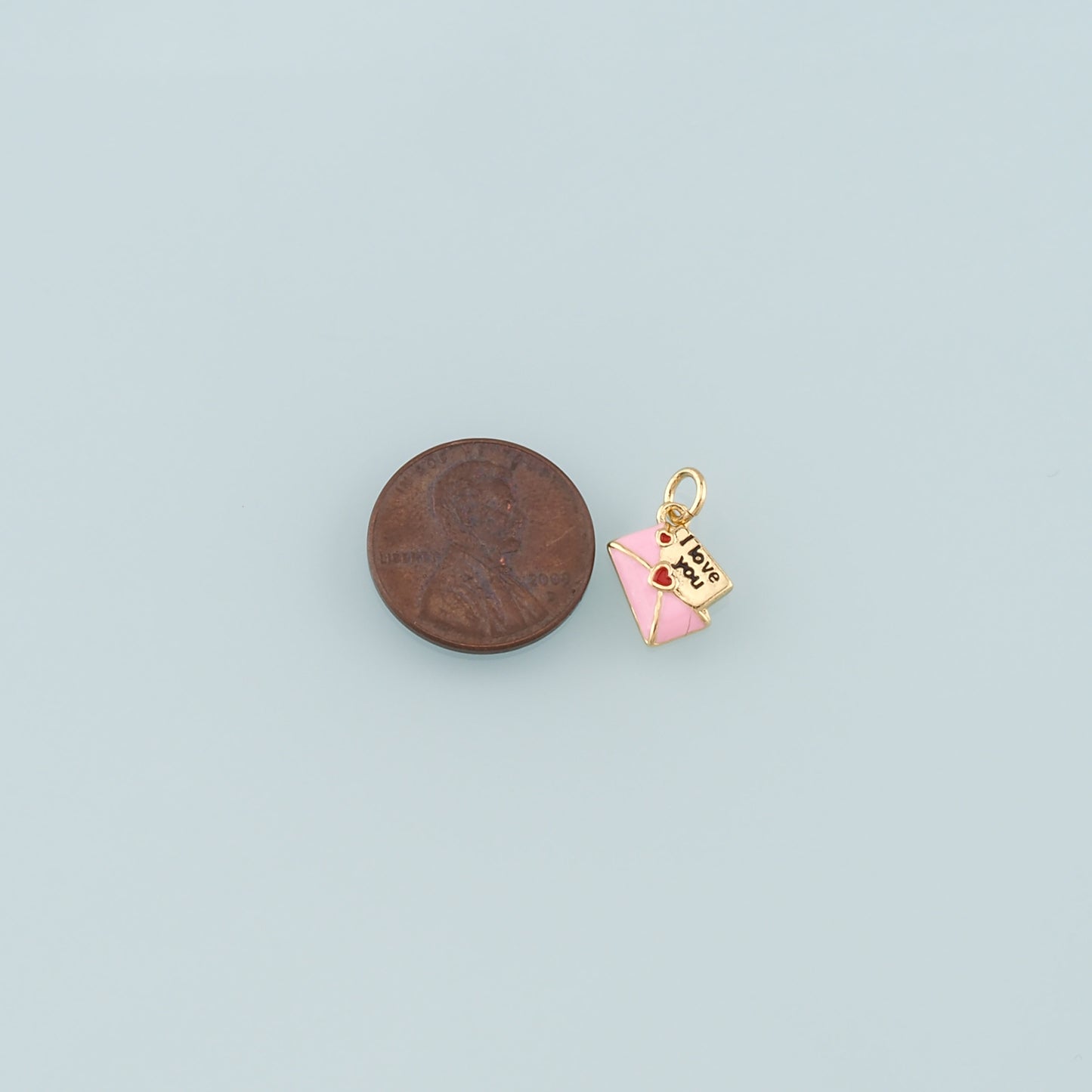 18K Gold Filled Love Letter Pendant,Enamel Heart Envelope Charm Bracelet Necklace for DIY Jewelry Making Supply
