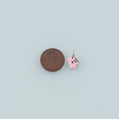 18K Gold Filled Love Letter Pendant,Enamel Heart Envelope Charm Bracelet Necklace for DIY Jewelry Making Supply