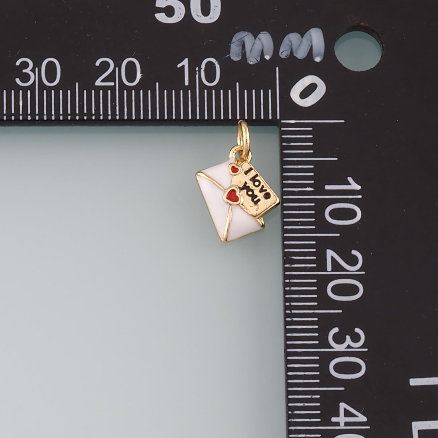 18K Gold Filled Love Letter Pendant,Enamel Heart Envelope Charm Bracelet Necklace for DIY Jewelry Making Supply
