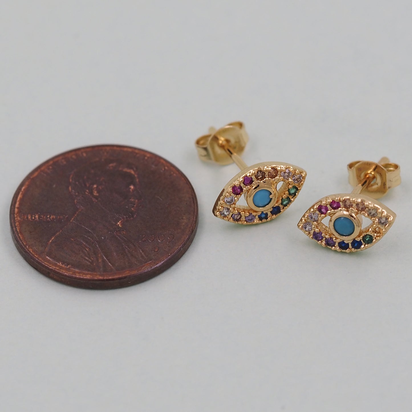 1pair 18K Gold Filled Evil Eye Hoops Earrings,Gold Earrings,Dainty Hoops Huggie,Gold Huggies Hoop Earrings