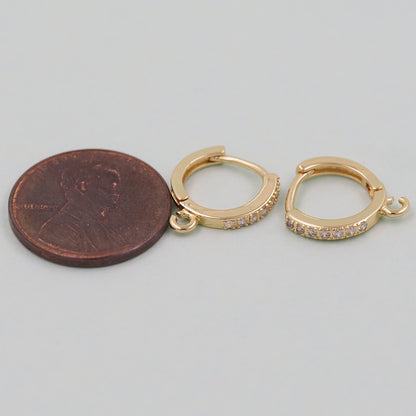 1pair 18K Gold Filled Hoops earring components,Gold Earrings,Dainty Hoops Huggie,Gold Huggies Hoop Earrings