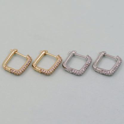 1pair 18K Gold Filled square Hoops Earrings,Gold Rectangle Earrings,Dainty Hoops Huggie,Gold Huggies Hoop Earrings