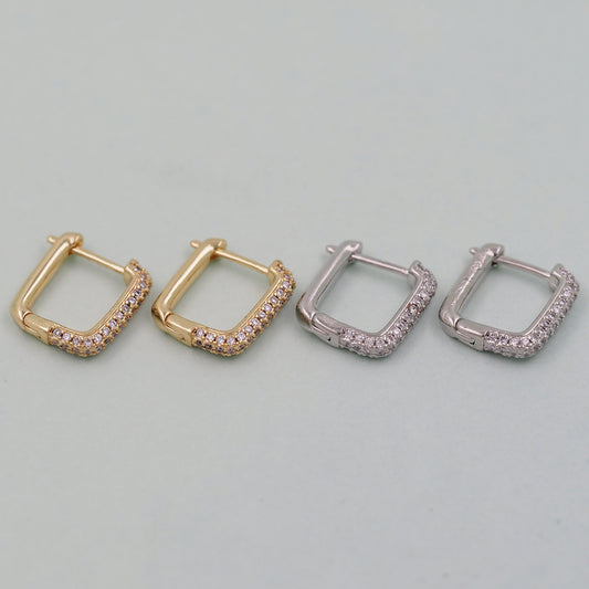 1pair 18K Gold Filled square Hoops Earrings,Gold Rectangle Earrings,Dainty Hoops Huggie,Gold Huggies Hoop Earrings