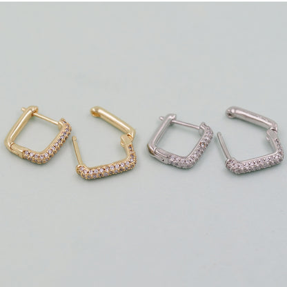1pair 18K Gold Filled square Hoops Earrings,Gold Rectangle Earrings,Dainty Hoops Huggie,Gold Huggies Hoop Earrings