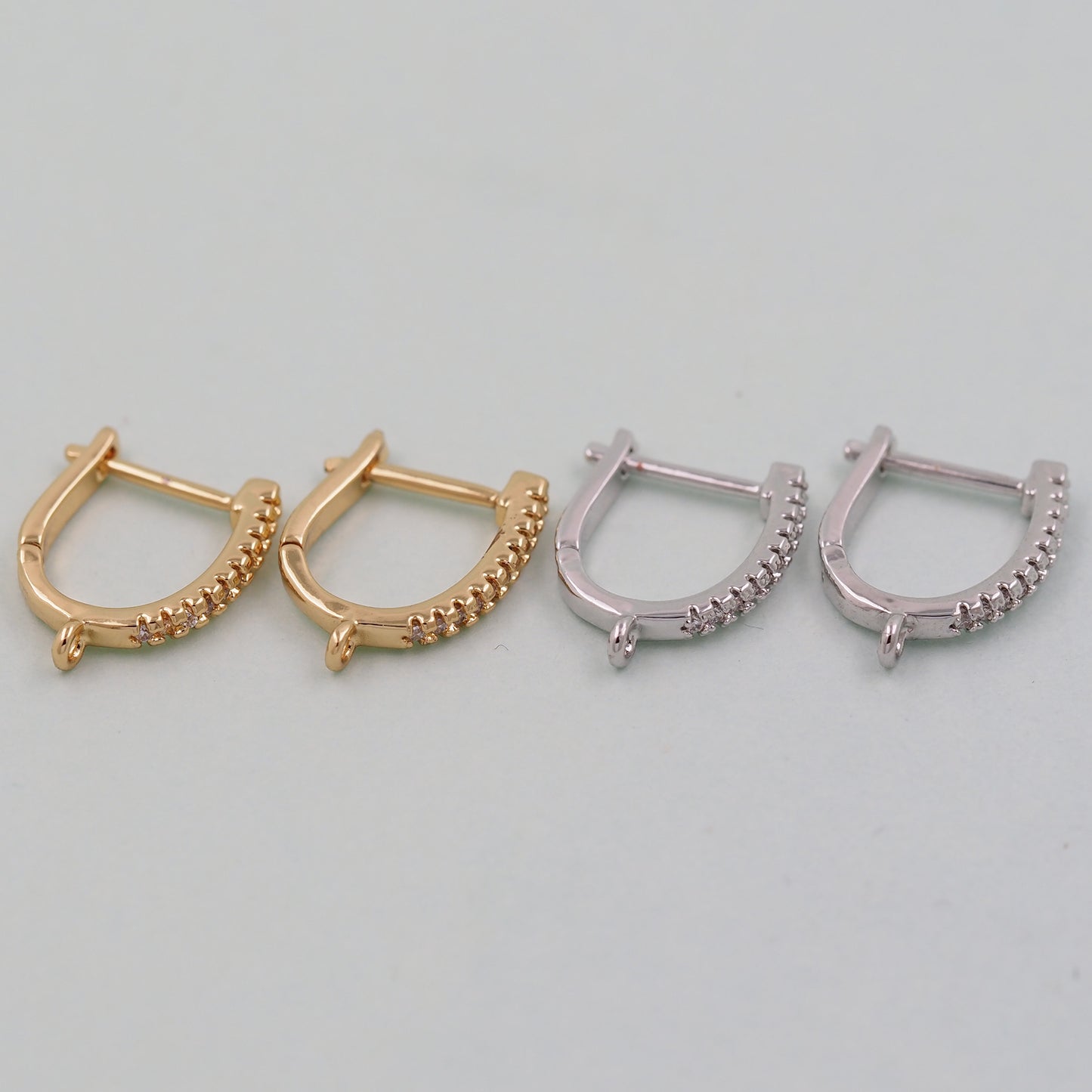 1pair 18K Gold Filled Hoops earring components,Gold U Earrings,Dainty Hoops Huggie,Gold Huggies Hoop Earrings