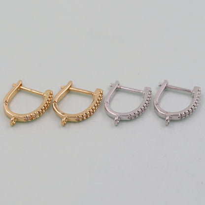 1pair 18K Gold Filled Hoops earring components,Gold U Earrings,Dainty Hoops Huggie,Gold Huggies Hoop Earrings