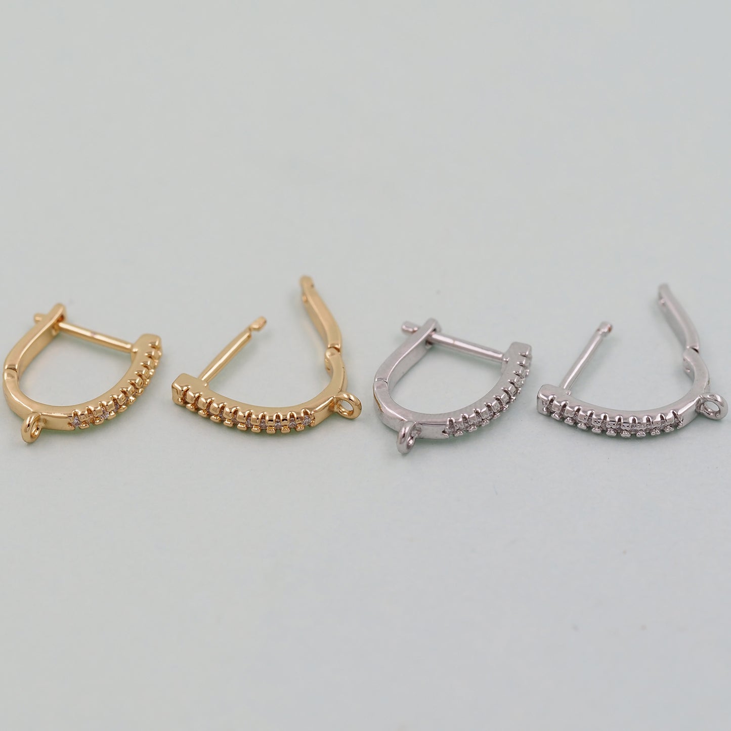 1pair 18K Gold Filled Hoops earring components,Gold U Earrings,Dainty Hoops Huggie,Gold Huggies Hoop Earrings