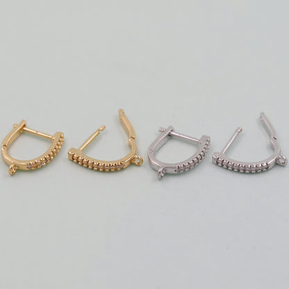1pair 18K Gold Filled Hoops earring components,Gold U Earrings,Dainty Hoops Huggie,Gold Huggies Hoop Earrings