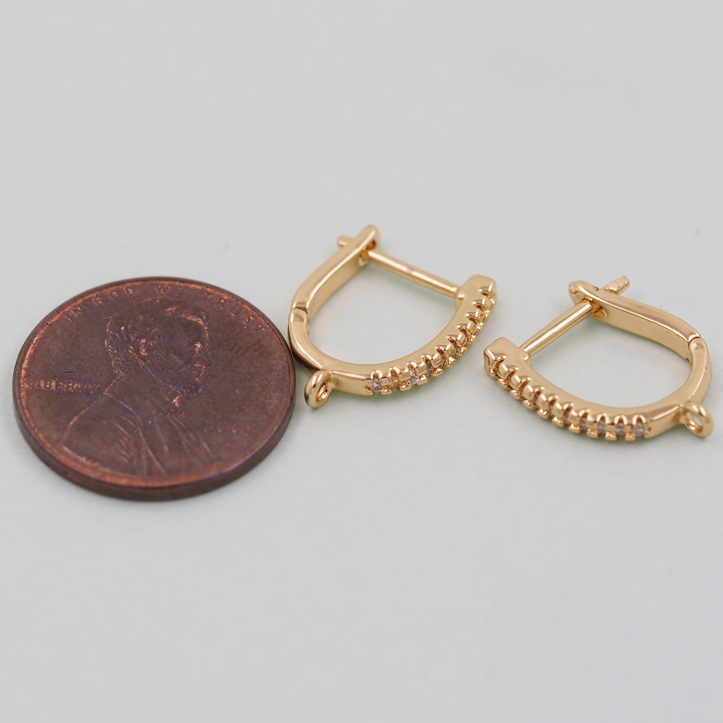 1pair 18K Gold Filled Hoops earring components,Gold U Earrings,Dainty Hoops Huggie,Gold Huggies Hoop Earrings