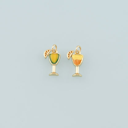 Gold Drinks Charms,18K Gold Filled Juice Pendant,Enamel Juice Charm Bracelet Necklace for DIY Jewelry Making Supply