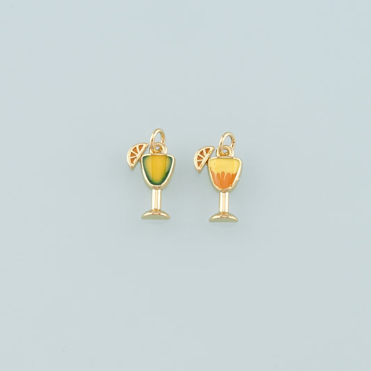 Gold Drinks Charms,18K Gold Filled Juice Pendant,Enamel Juice Charm Bracelet Necklace for DIY Jewelry Making Supply