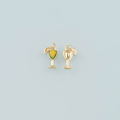 Gold Drinks Charms,18K Gold Filled Juice Pendant,Enamel Juice Charm Bracelet Necklace for DIY Jewelry Making Supply
