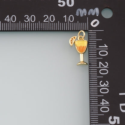 Gold Drinks Charms,18K Gold Filled Juice Pendant,Enamel Juice Charm Bracelet Necklace for DIY Jewelry Making Supply