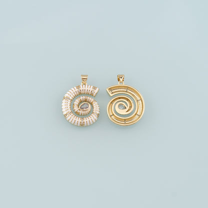 Gold Shell Charms,18K Gold Filled Conch Pendant,Enamel Conch Shell Charm Bracelet Necklace for DIY Jewelry Making Supply