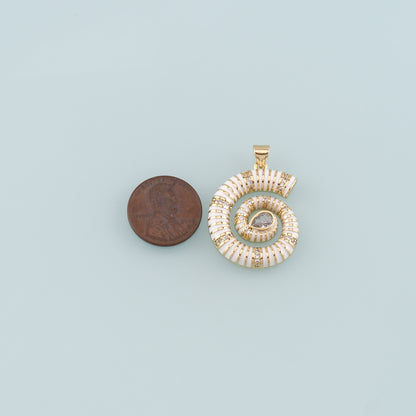 Gold Shell Charms,18K Gold Filled Conch Pendant,Enamel Conch Shell Charm Bracelet Necklace for DIY Jewelry Making Supply
