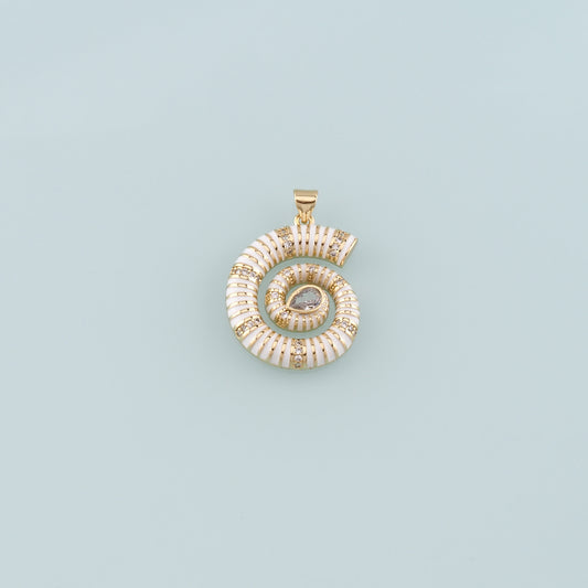 Gold Shell Charms,18K Gold Filled Conch Pendant,Enamel Conch Shell Charm Bracelet Necklace for DIY Jewelry Making Supply