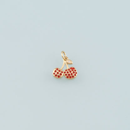 Gold Cherry Charms,18K Gold Filled Cherry Pendant,Enamel Fruit Charm Bracelet Necklace for DIY Jewelry Making Supply