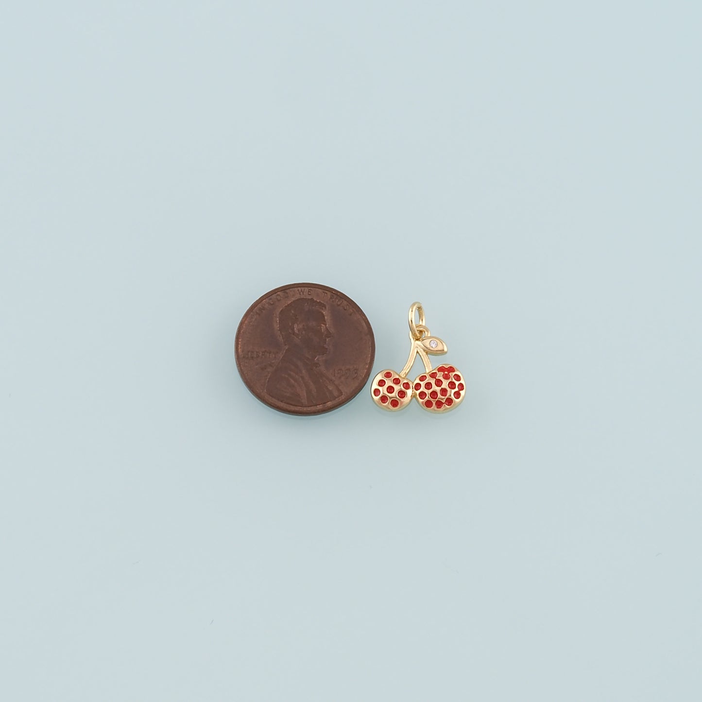 Gold Cherry Charms,18K Gold Filled Cherry Pendant,Enamel Fruit Charm Bracelet Necklace for DIY Jewelry Making Supply