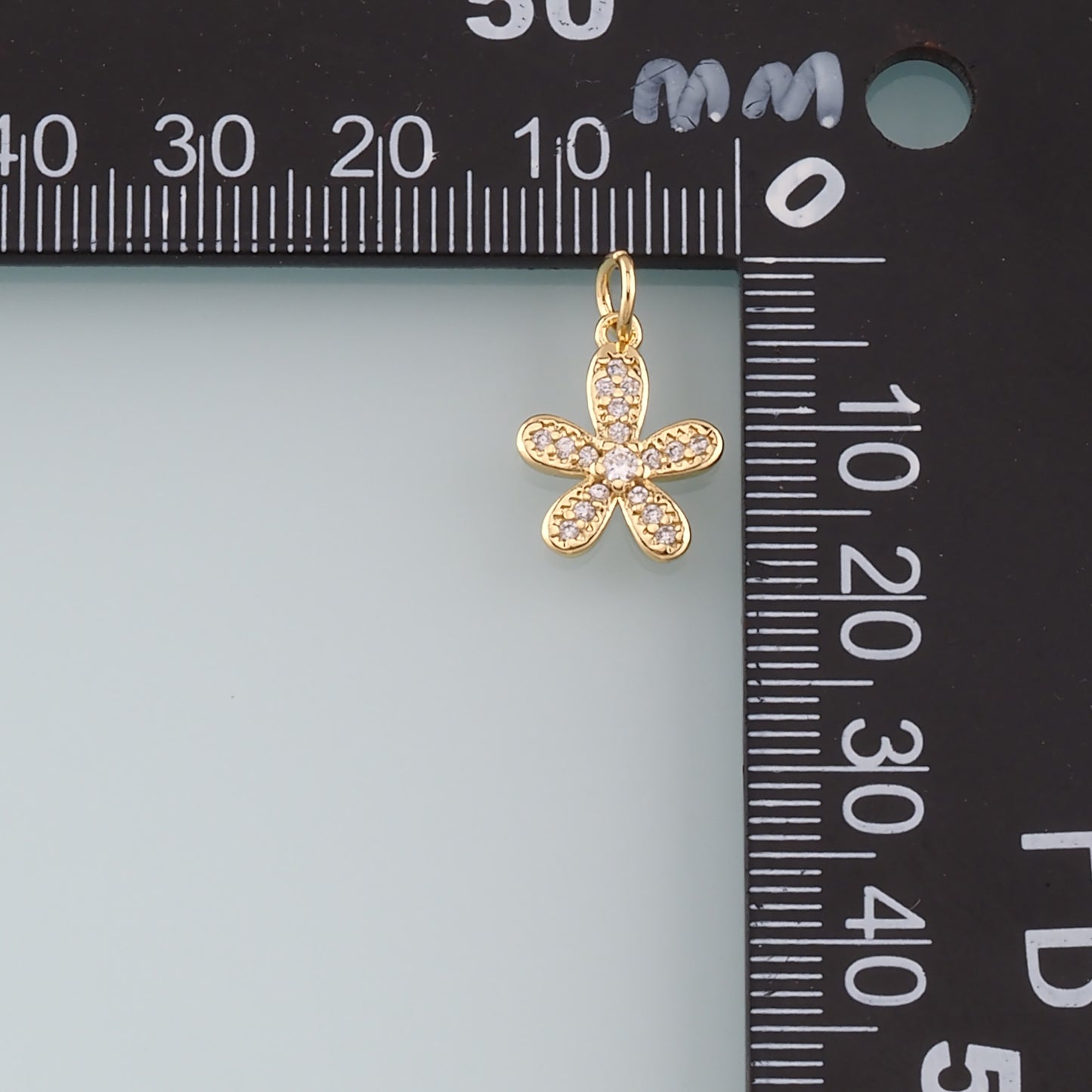 Gold Flower Charms,18K Gold Filled Flower Pendant,CZ Micro Pave Flower Charm Bracelet Necklace for DIY Jewelry Making Supply